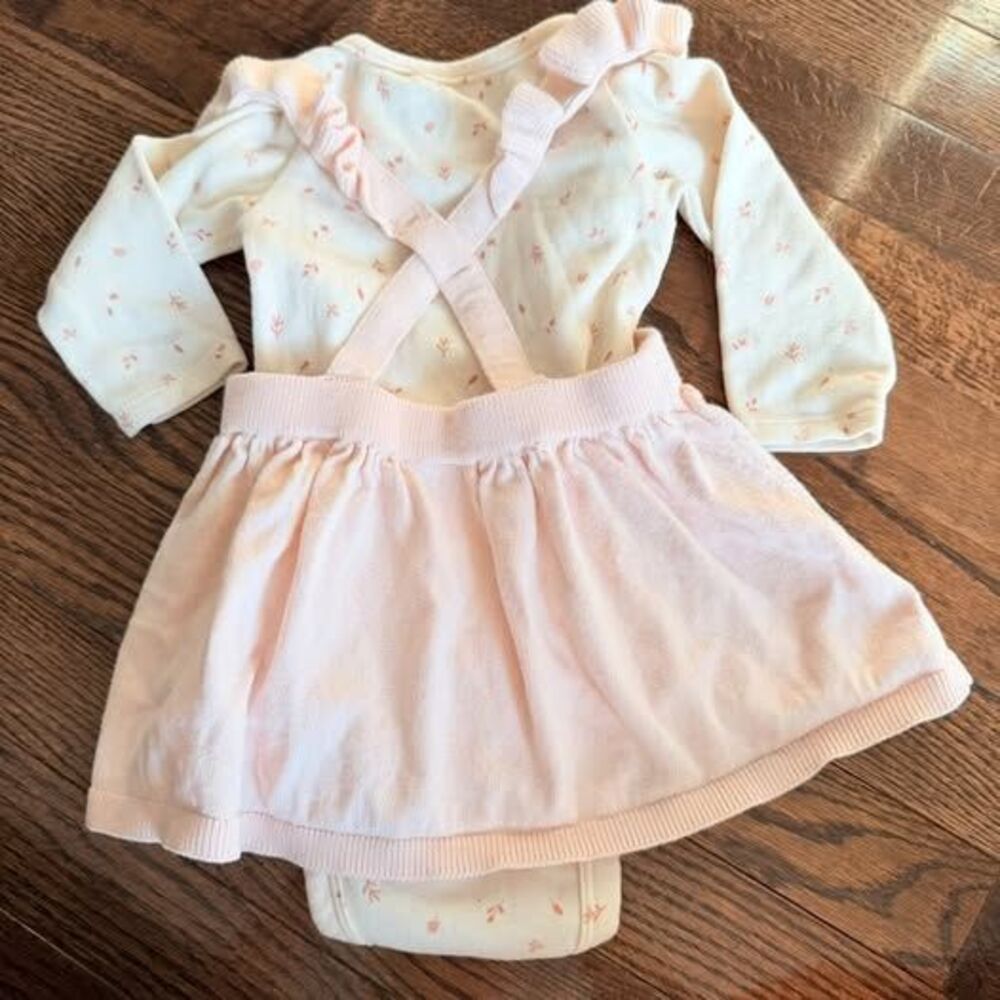 Baby Girl Outfit Bundle 9M Pink Neutral Sets Dresses Hoodie 5pc Cute - Picture 3 of 7